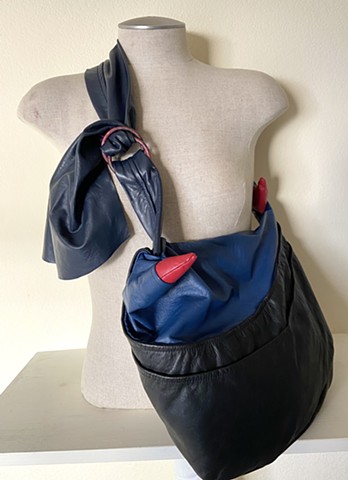 Blue black- red tips medium sized bag 