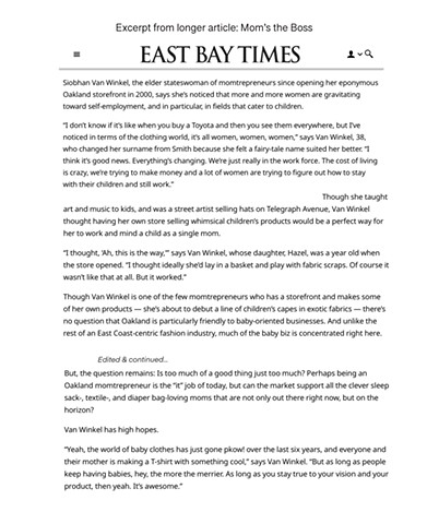 East Bay Times : Mom’s the Boss - excerpt