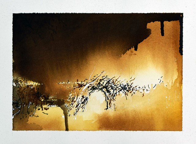 Ian Crawley Art Trees Wood Abstract  Watercolor Painting