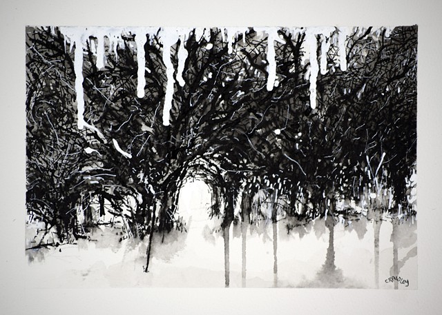 Art Trees Wood Ink Drawing Painting by Ian Crawley