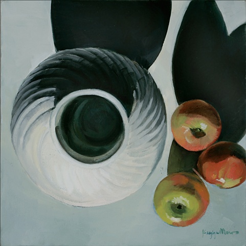 White Urn with Apples