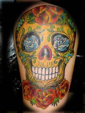 dia de los muerto skull mex tattoo by tatupaul