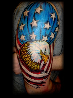 american flag eagle tattoo by tatupaul