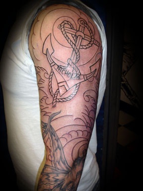 traditional anchor tattoo by tatupaul