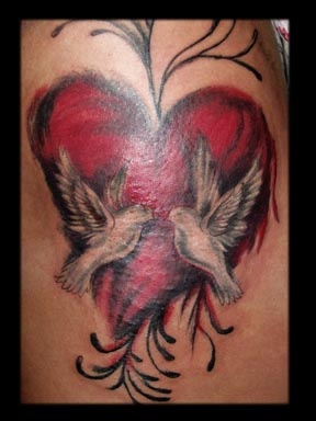 heart and dove tatoo by tatupaul.com