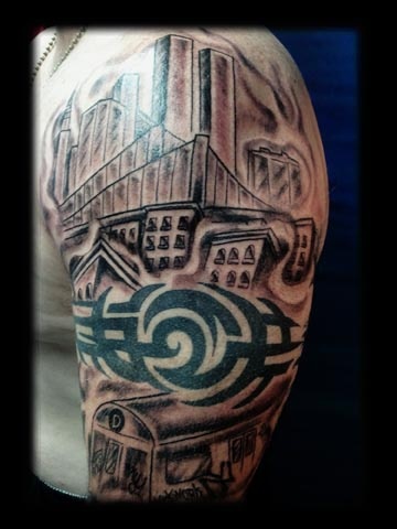 nyc train tattoo by tatupaul.com