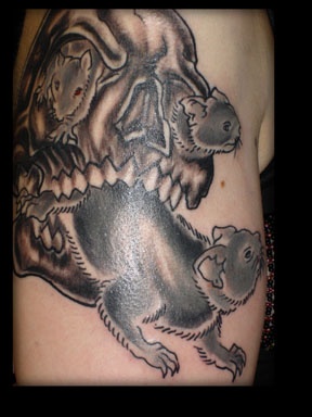 rat and skull tattoo by tatupaul