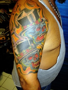 top hat skull tattoo by tatupaul