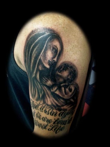virgin mary tattoo by tatupaul.com