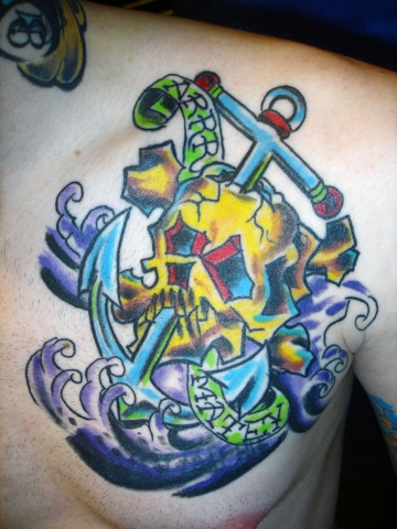 traditional american anchor tattoo by tatupaul