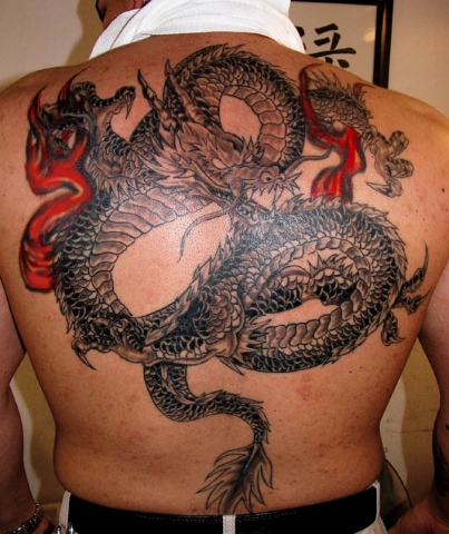 back piece dragon tattoo by tatupaul