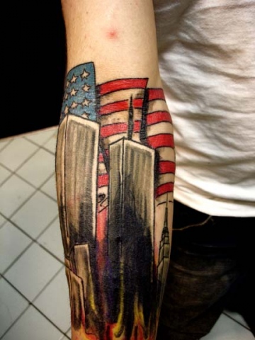 twin tower/flag 9 11 tattoo by tatupaul