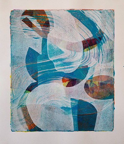 acrylic, abstract, work on paper, monotype, gel plate, gelli