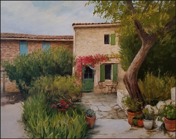 realist_art, realism, landscape, france, provence, rustic_scene, farmhouse, french_cottage, nature