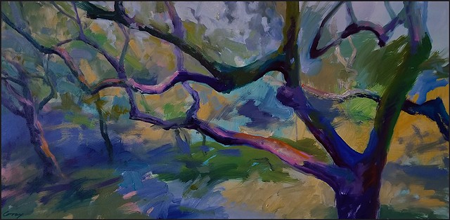 semi-abstract, representational_art, realism, landscape, france, provence, trees, olive_trees, contemporary, painterly