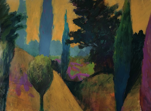 abstract, work on paper, landscape, colorful