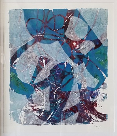 acrylic, abstract, work on paper, monotype, gel plate, gelli