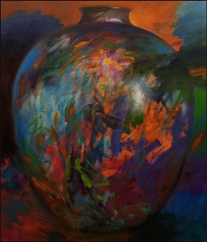 oil_painting, oil-on-canvas, abstract, abstractart, contemporary_art, colorful, dynamic, fine_art, vessel, vessels, urn, metaphor