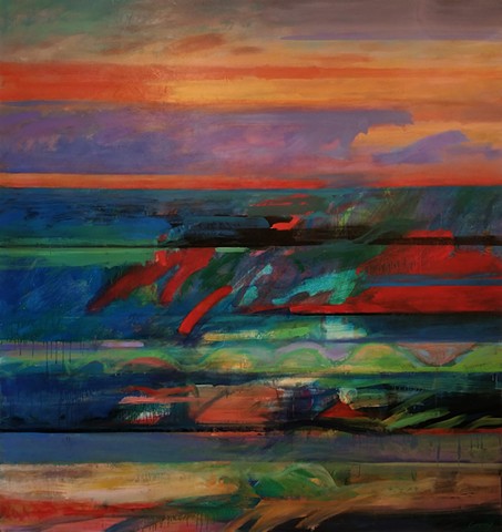 abstract, oil painting, oil on canvas, large painting, seascape, colorful