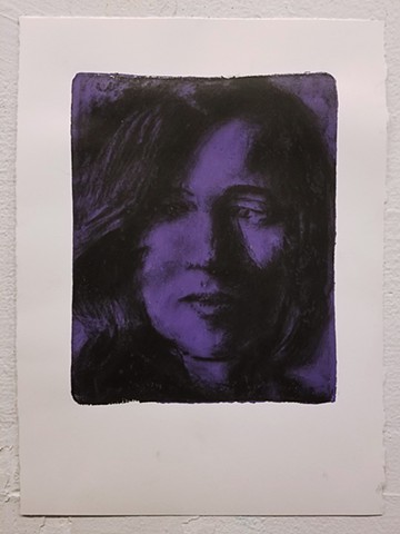 monotype, portrait, acrylic, charcoal, work_on_paper