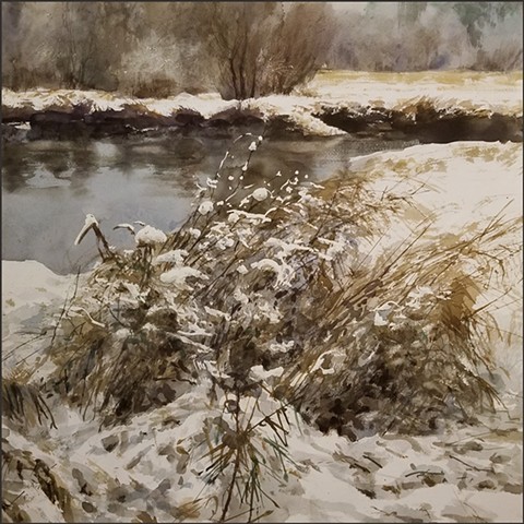realist, watercolor, landscape, winter_scene_traditional_art, representational_art