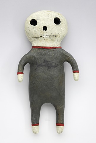 ceramic figure day of the dead shark skeleton by Sara Swink