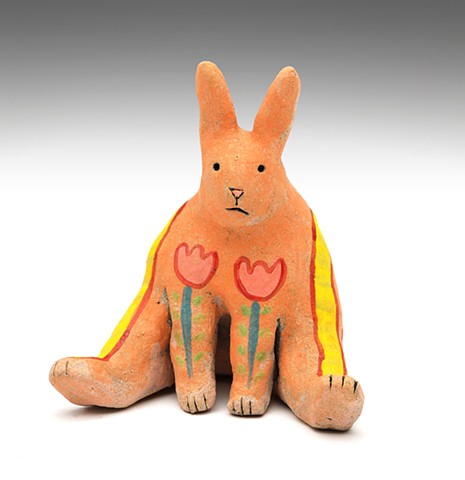 Seated Rabbit with Tulips
