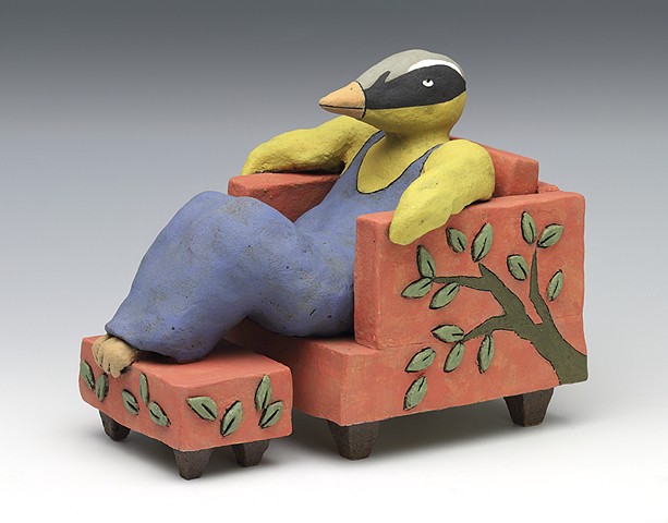 ceramic sculpture Sara Swink bird tree leaves Sitka Art Invitational