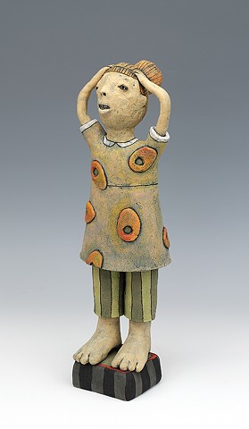 clay ceramic sculpture by sara swink girl
