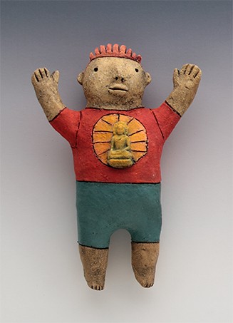 ceramic figure boy buddha by Sara Swink