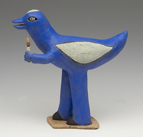 clay ceramic sculpture animal bird by sara swink peace