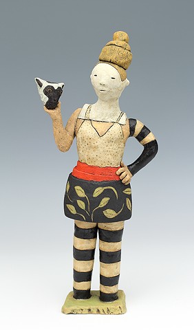 clay ceramic sculpture lemur by sara swink