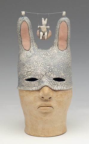 clay ceramic sculpture animal by sara swink rabbit swing
