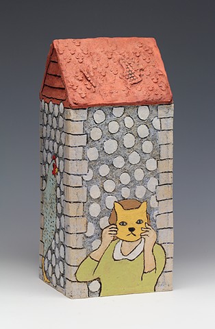 ceramic house cat mask by Sara Swink
