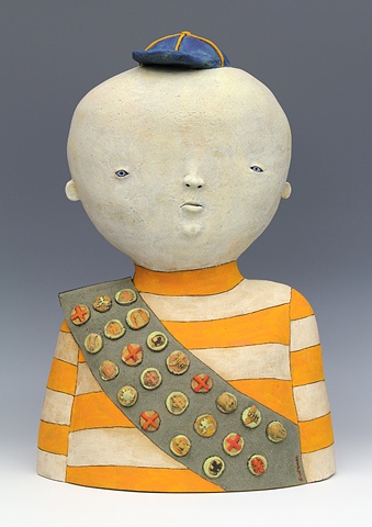 clay ceramic sculpture by sara swink boy scout