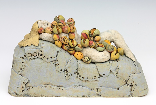 clay ceramic sculpture fruit by sara swink