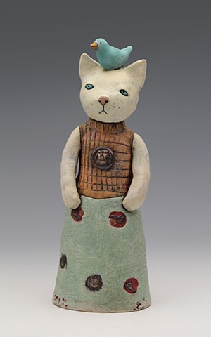 ceramic figure cat meow by Sara Swink