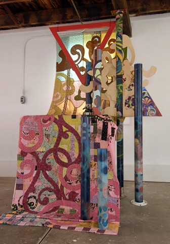 Heather Brammeier fabric construction and oil painting installation assemblage