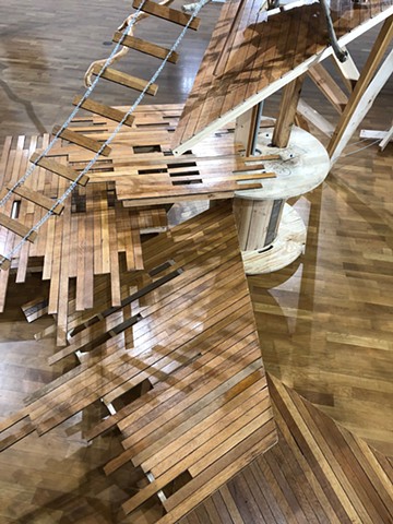 reclaimed wood sculptural installation by Heather Brammeier