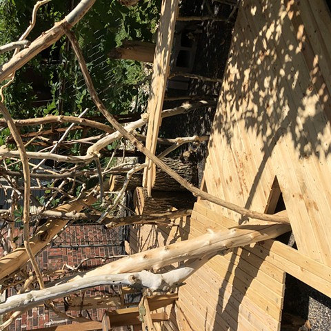 heather brammeier artwork treehouse installation found materials