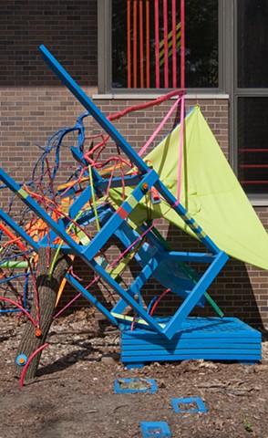 Heather Brammeier Jessica Bingham installation sculpture outdoor tree branches flagging tape