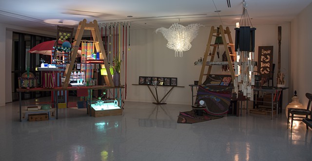 Heather Brammeier installation art light art bespoke chandelier found object art reclaimed plastic art