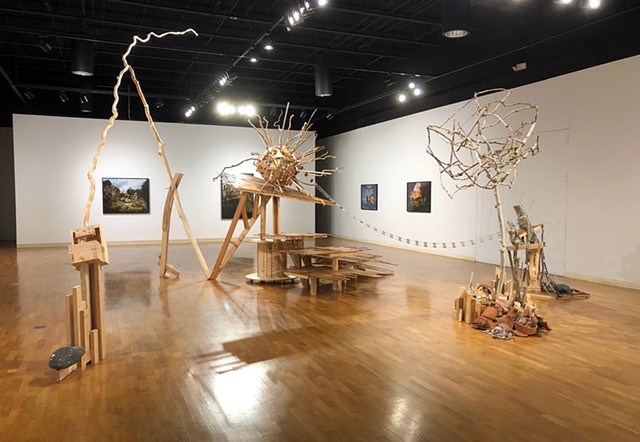 Heather Brammeier art reclaimed wood sculptural installation by Heather Brammeier