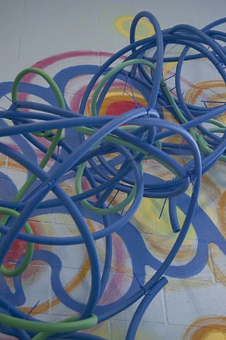 mural painting PEX tubing installation dimensional foliation Heather Brammeier Garfield Park Arts Center Indianapolis