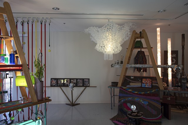 Heather Brammeier installation art light art bespoke chandelier found object art reclaimed plastic art