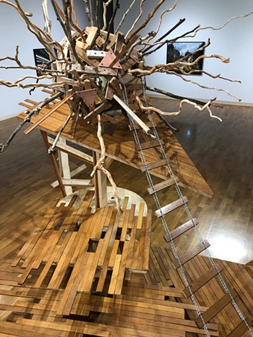 Heather Brammeier reclaimed wood sculptural installation by Heather Brammeier