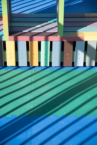 Heather Brammeier Easterseals Rainbow art installation our common threads triangle bench interactive