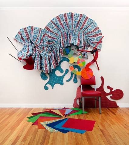 Heather Brammeier installation mixed media found objects colorful abstraction