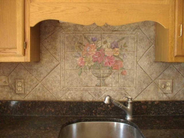 Faux Tile Mural Backsplash