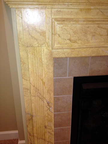 marbled fireplace